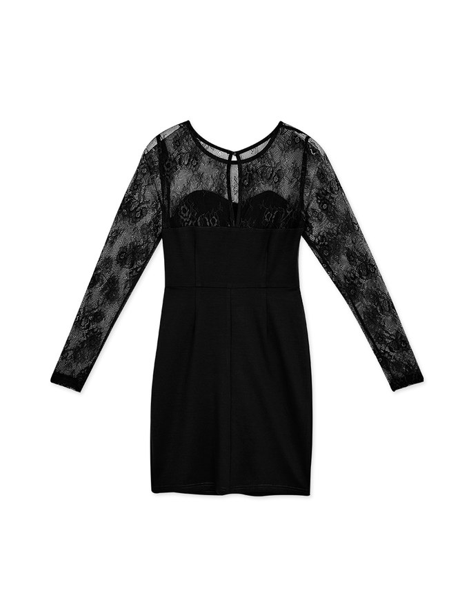 Lace Spliced Bodycon Mini Dress