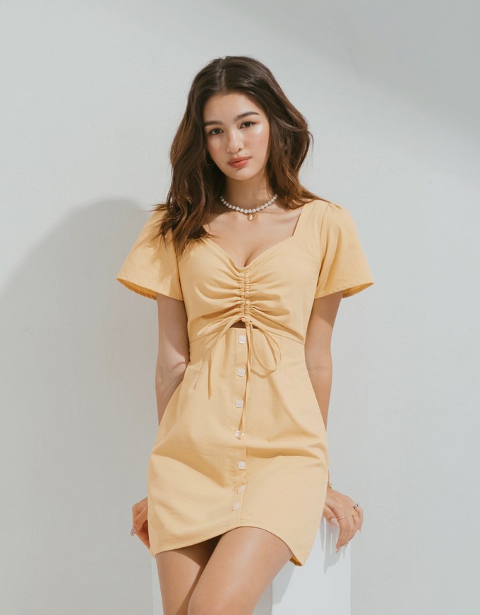 Sophisticated Sweetheart Ruched Hollow Mini Dress