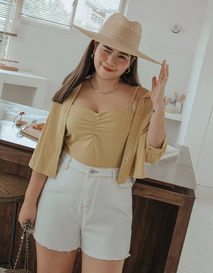Casual Chic Two-Piece Cami Top + Crop Blouse Set
