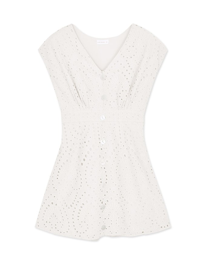 Broderie Anglaise Lace Sleeveless Mini Dress