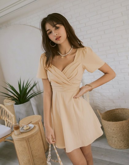 Sweet Sultry Overlap Pleated Mini Dress