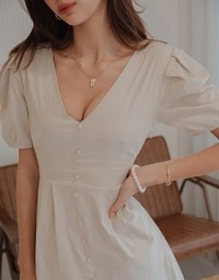 Sophisticated Buttoned Hollow Back Mini Dress