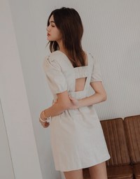 Sophisticated Buttoned Hollow Back Mini Dress