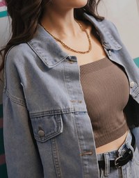 Casual Cool Frayed Denim Crop Jacket