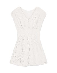 Broderie Anglaise Lace Sleeveless Mini Dress