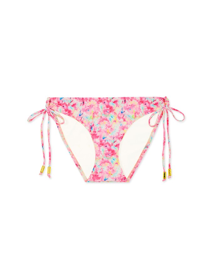 Printed Tie Side Shirred Back Bikini Bottom Air Space 